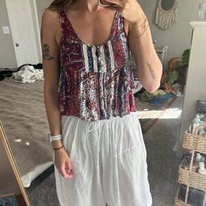 Forever 21 Red and Blue Sequin Crop Tank Top